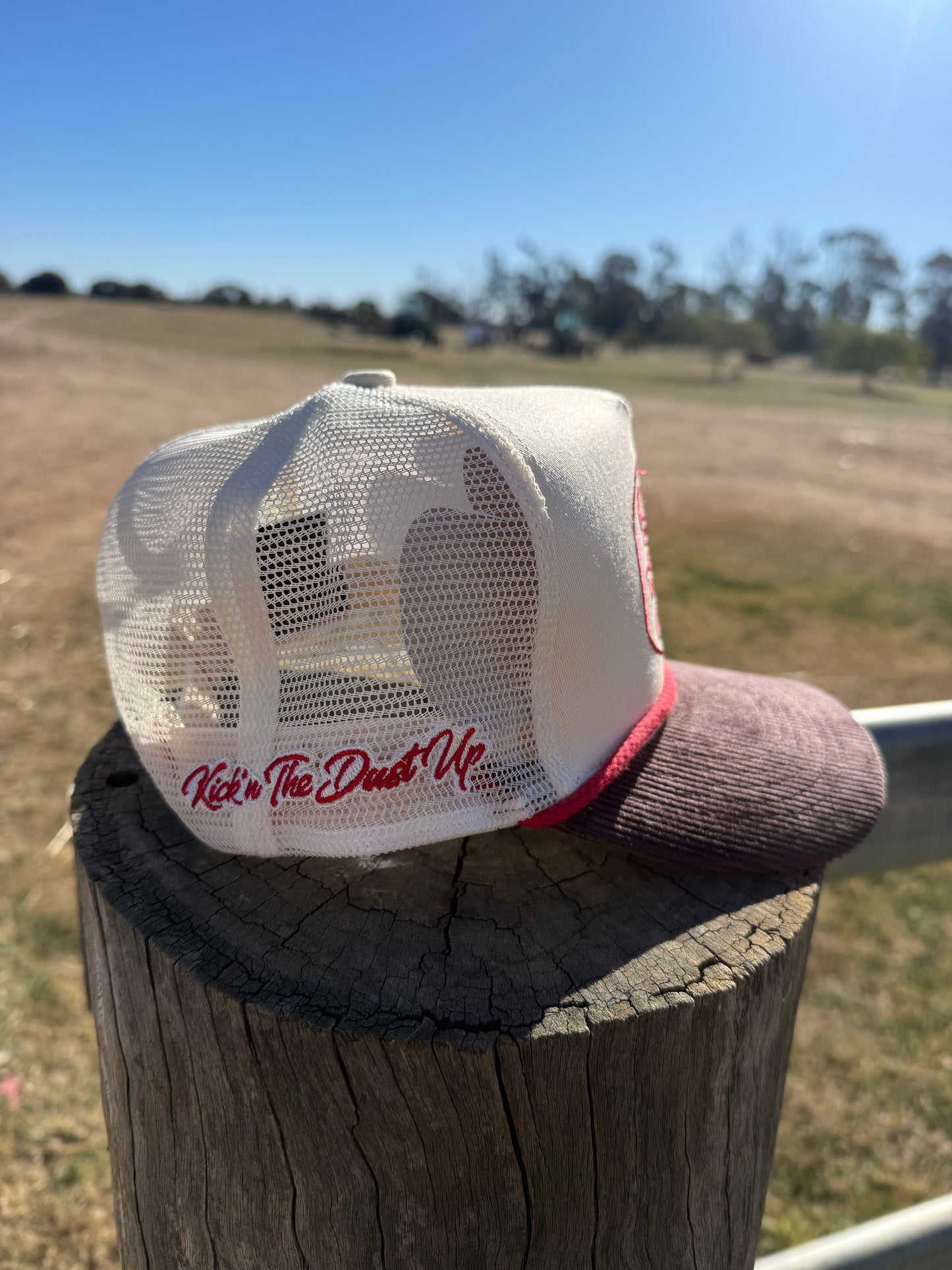 Cream & Brown Corduroy Claw Trucker Cap