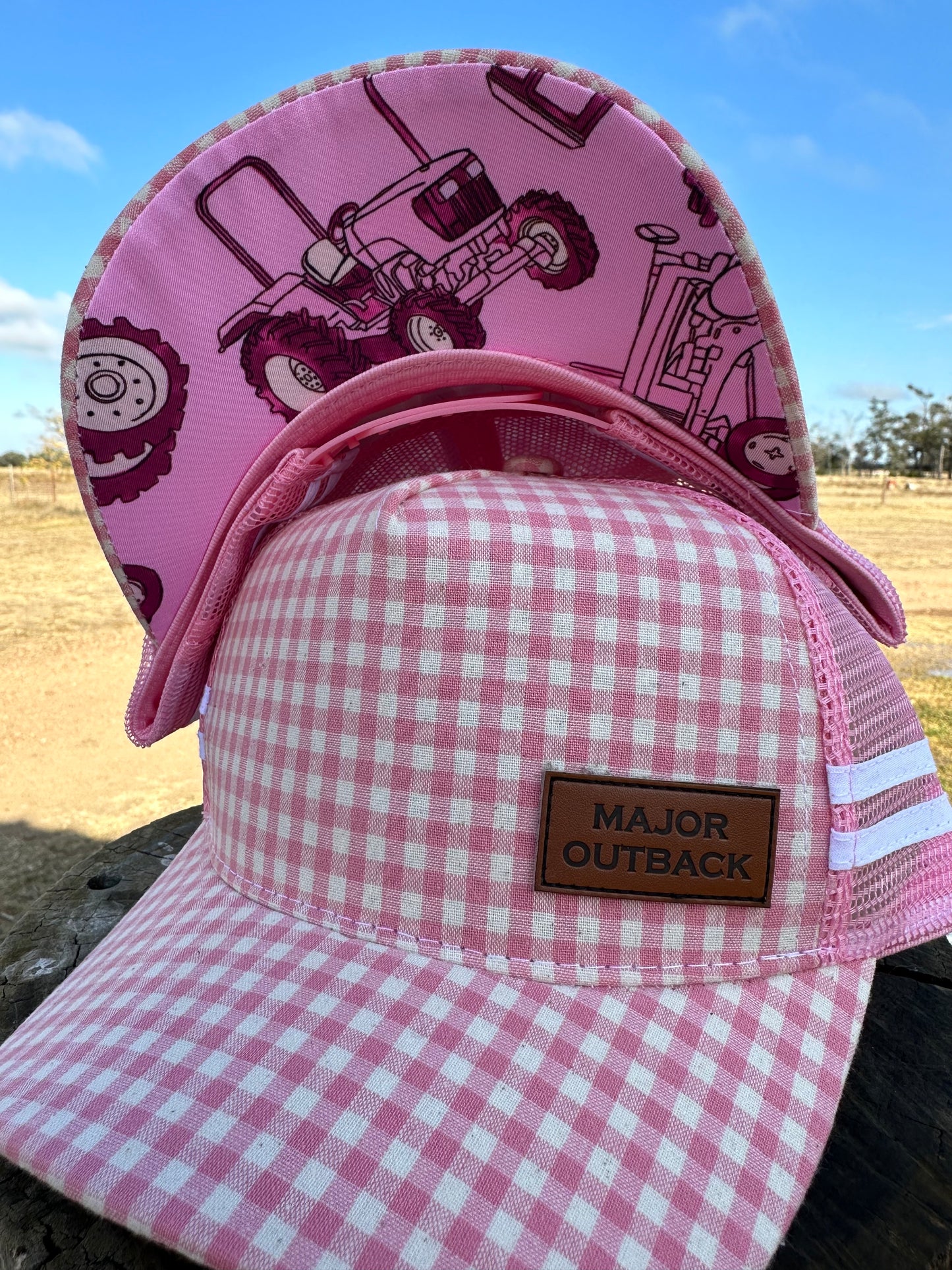 Pink Gingham Kids Trucker Cap