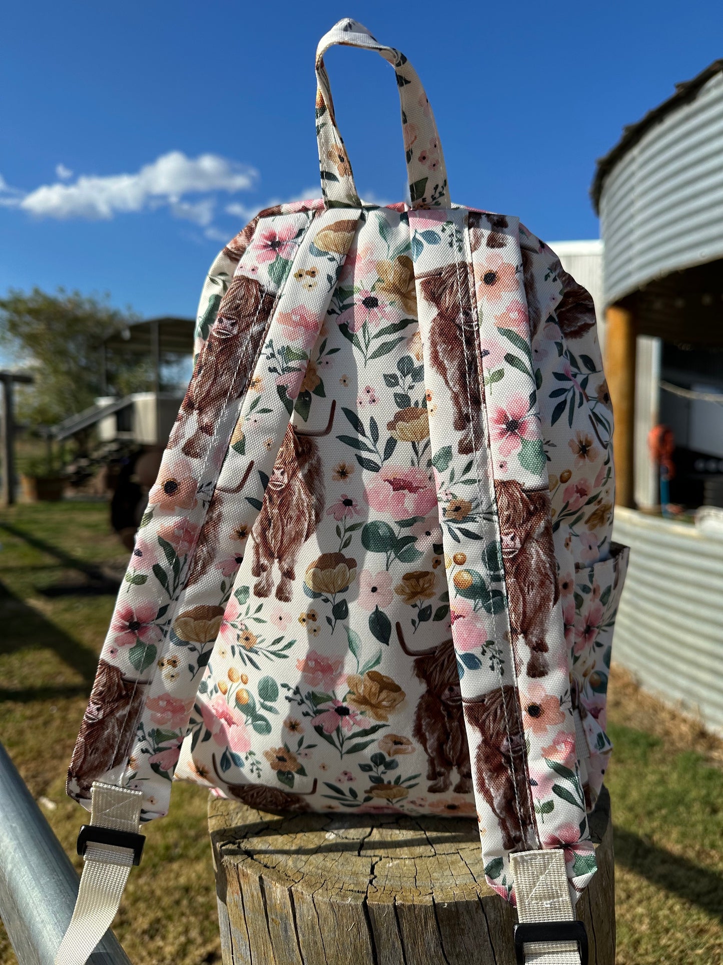 Highland Cow Backpack - White