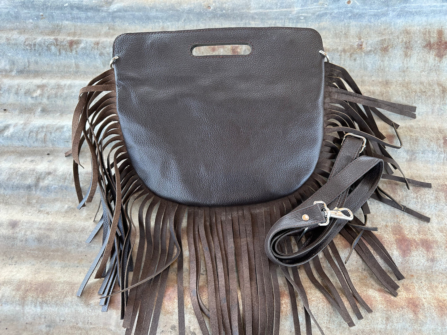 Cowhide Engraved Fringe Cross Body Bags - 01