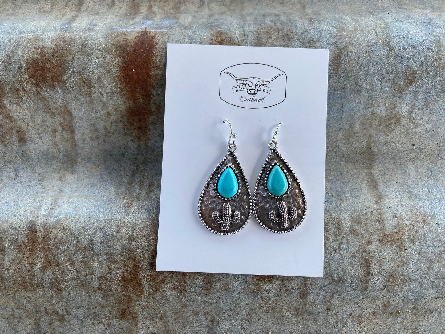 Blue Gem Cactus Pendant Earrings
