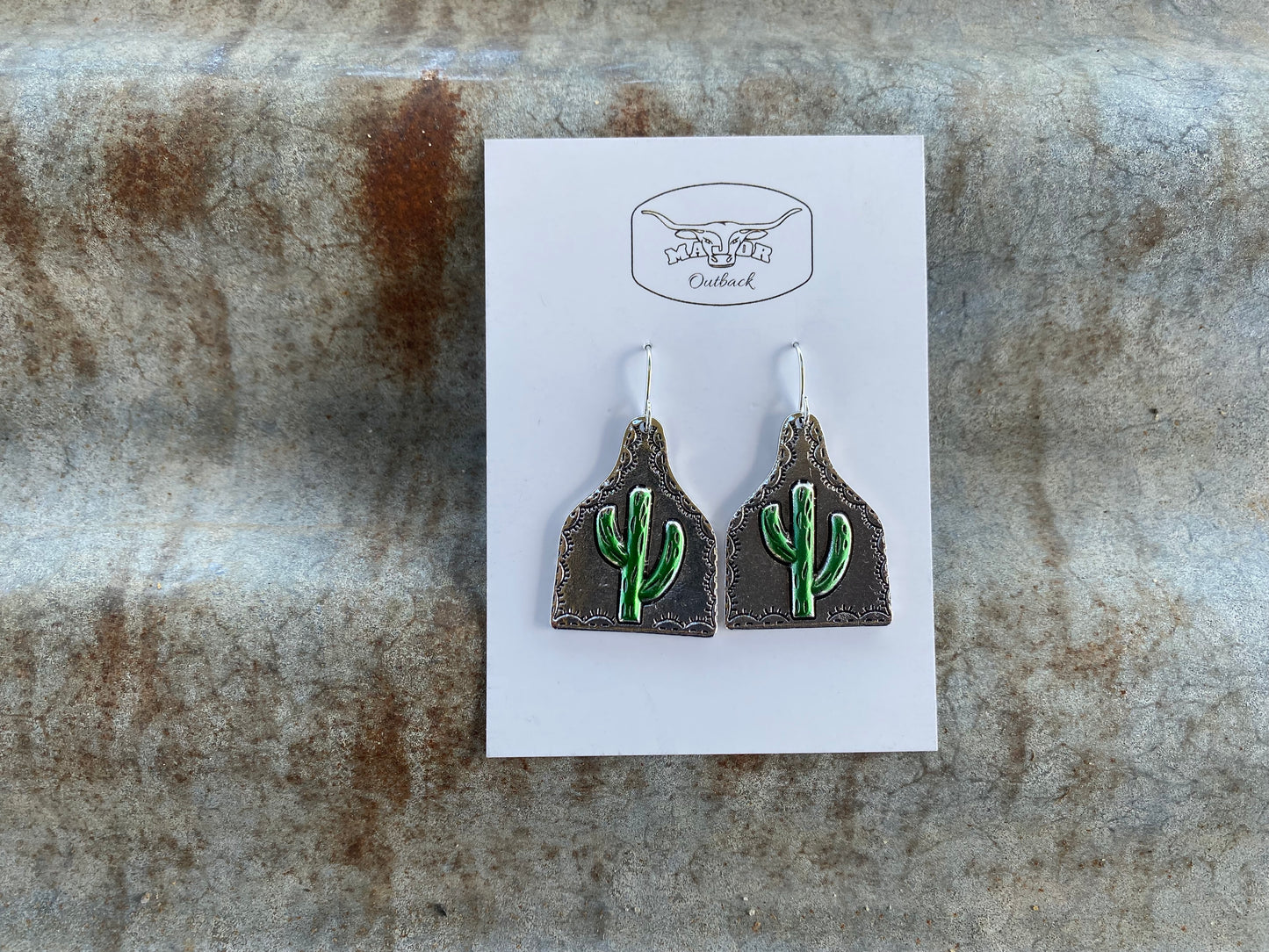 Cactus Cattle Tag Earrings