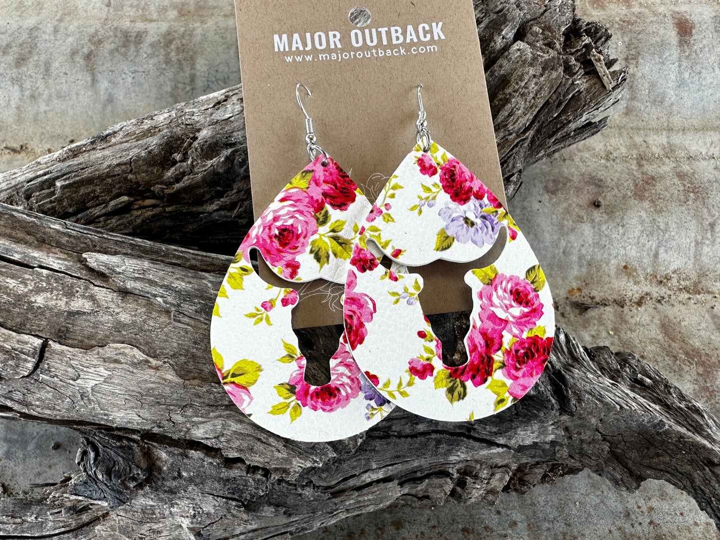 Longhorn Floral Teardrop Dangles