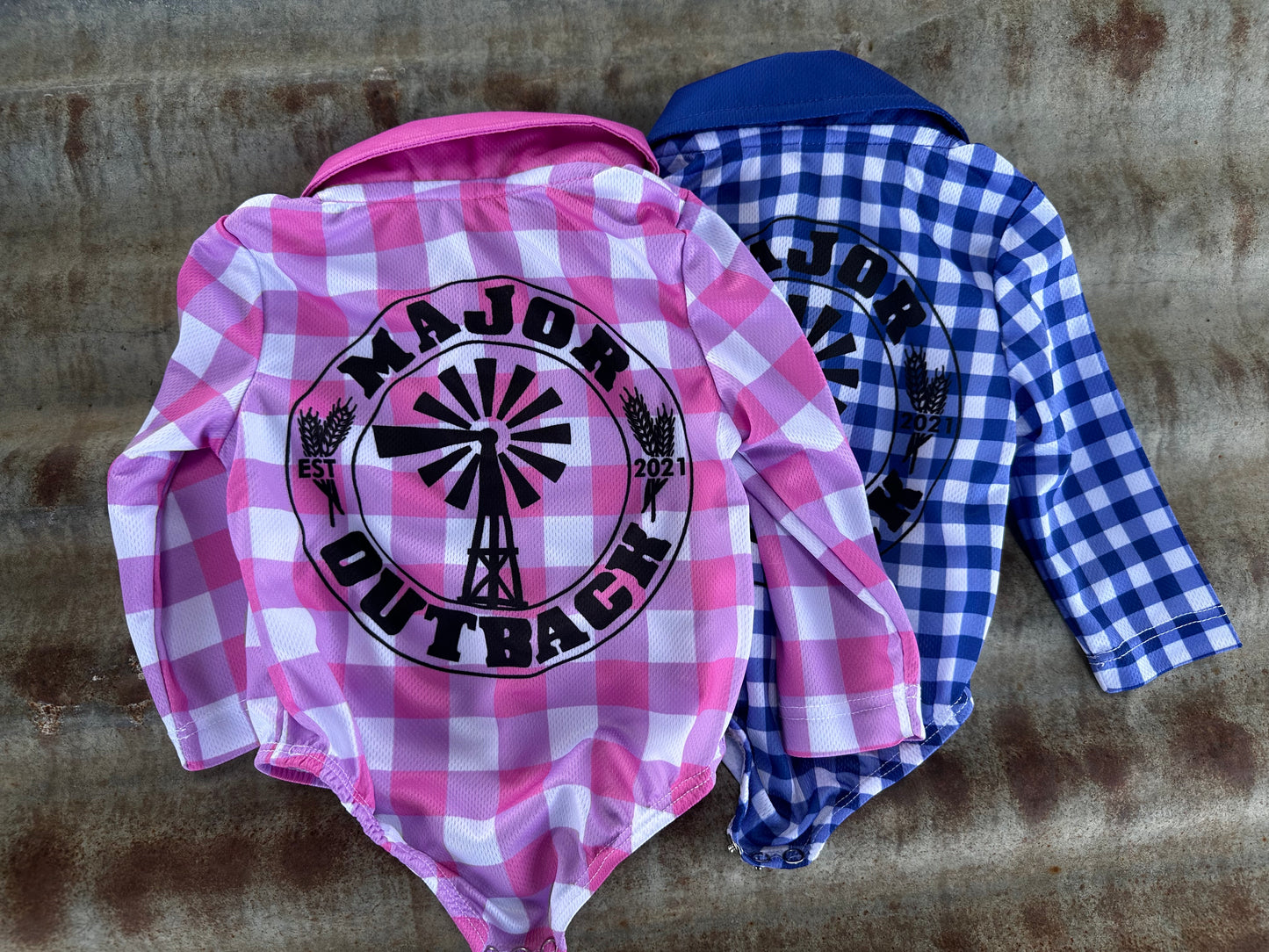 Baby Fishing Rompers Pink Gingham