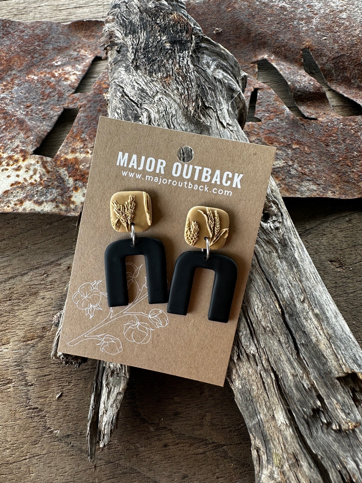 Tan Wheat Dangle Earrings