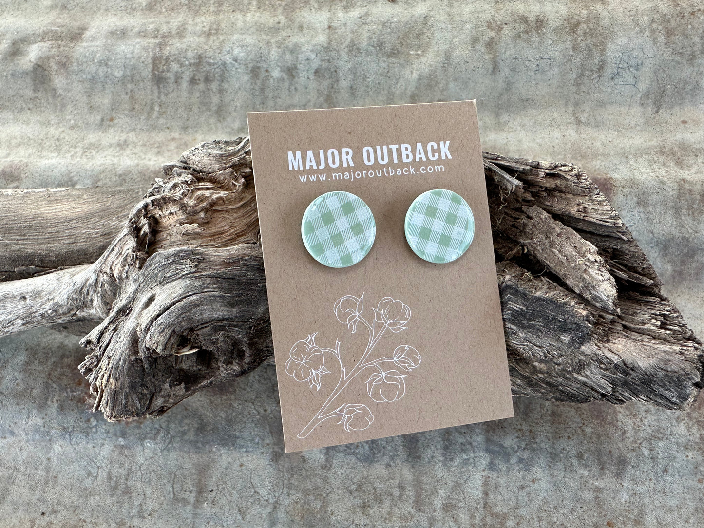 Gingham Clay Studs - 20mm