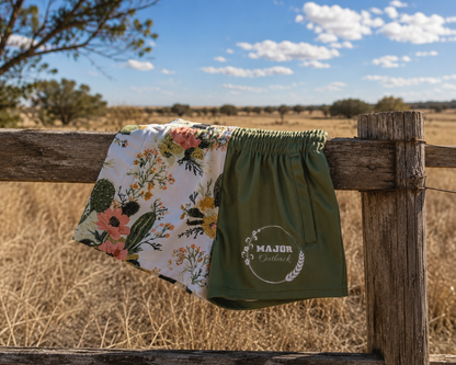 Cactus Olive Footy Shorts