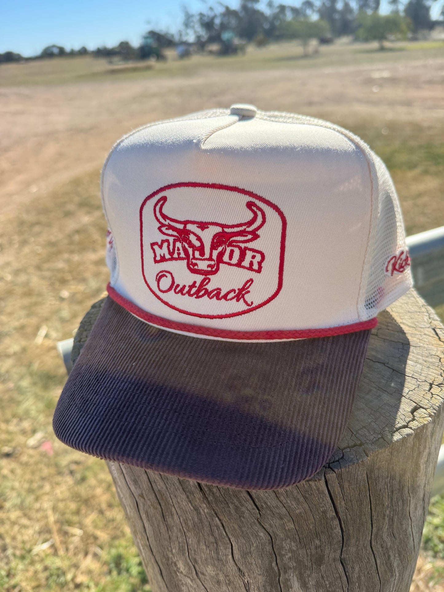 Cream & Brown Corduroy Claw Trucker Cap