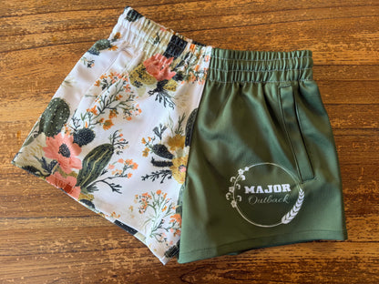 Cactus Olive Footy Shorts Kids