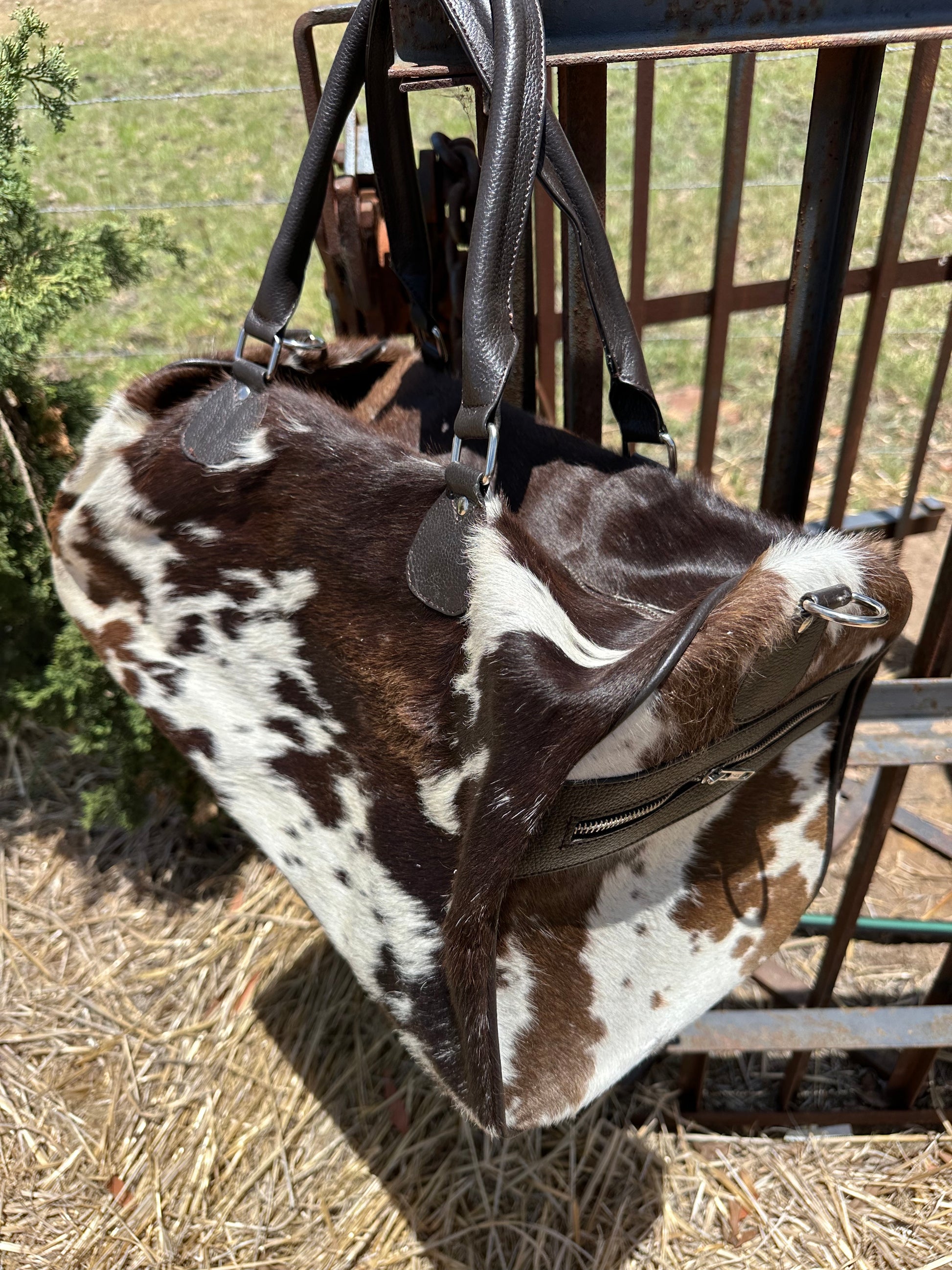 overnight cowhide weekender duffle bag
