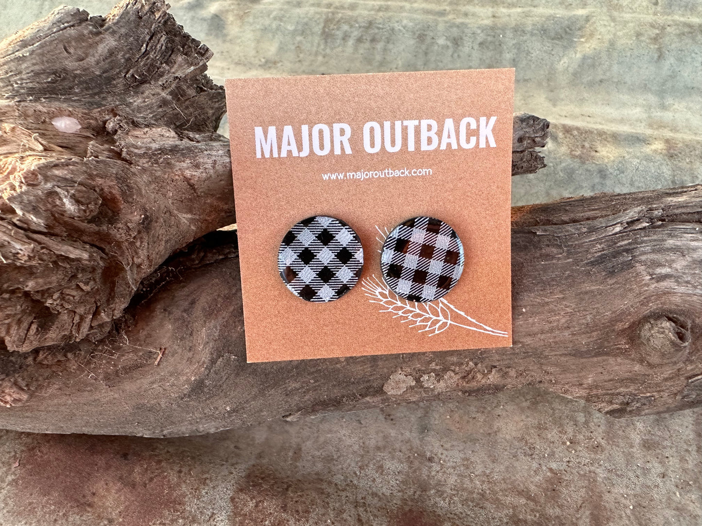 Gingham Clay Studs - 20mm