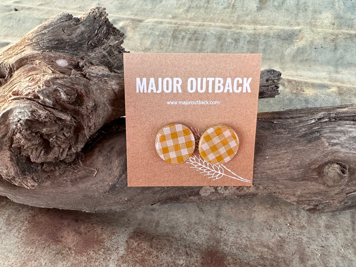 Gingham Clay Studs - 20mm