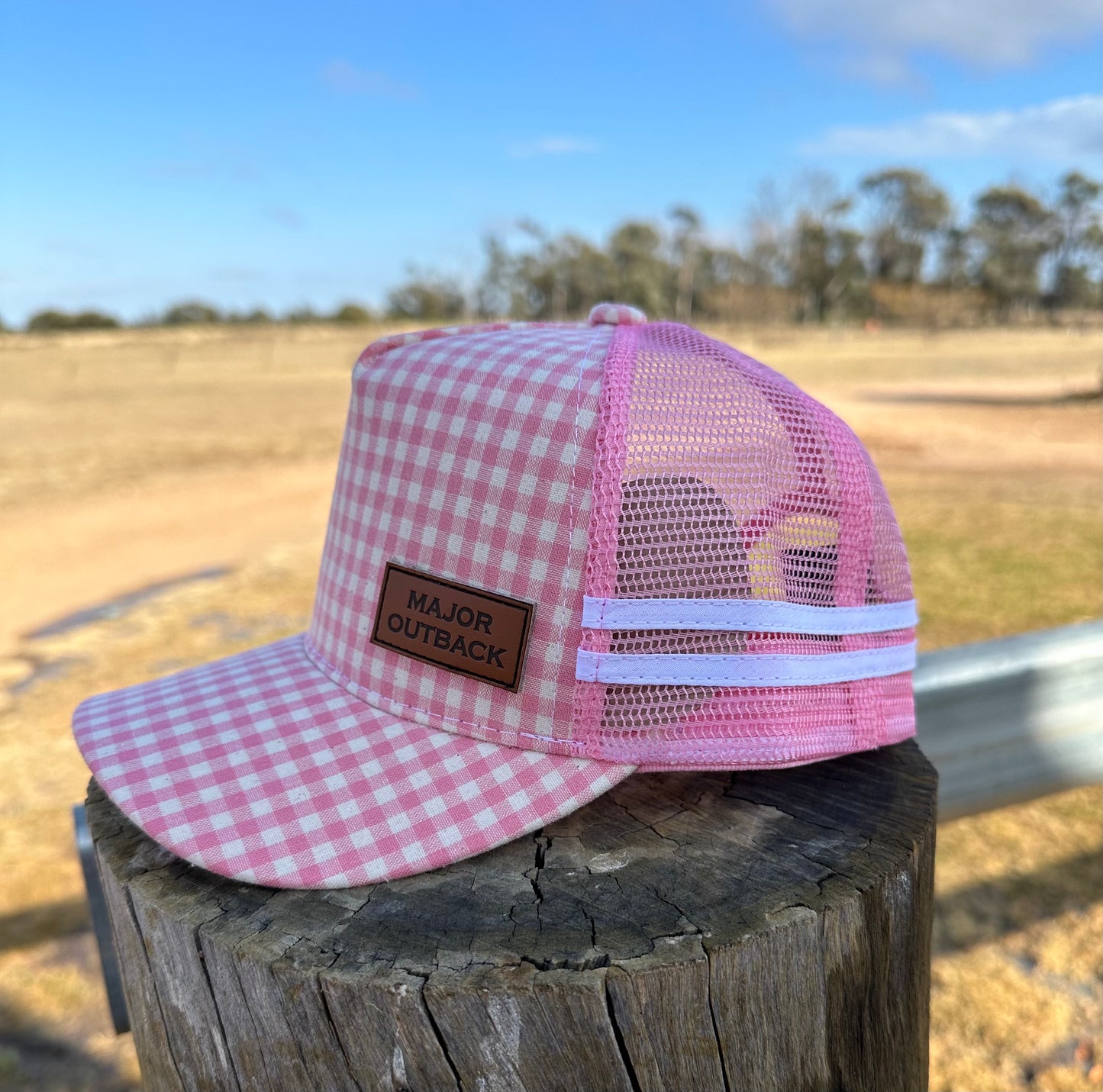 Pink Gingham Kids Trucker Cap