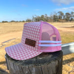 Pink Gingham Kids Trucker Cap