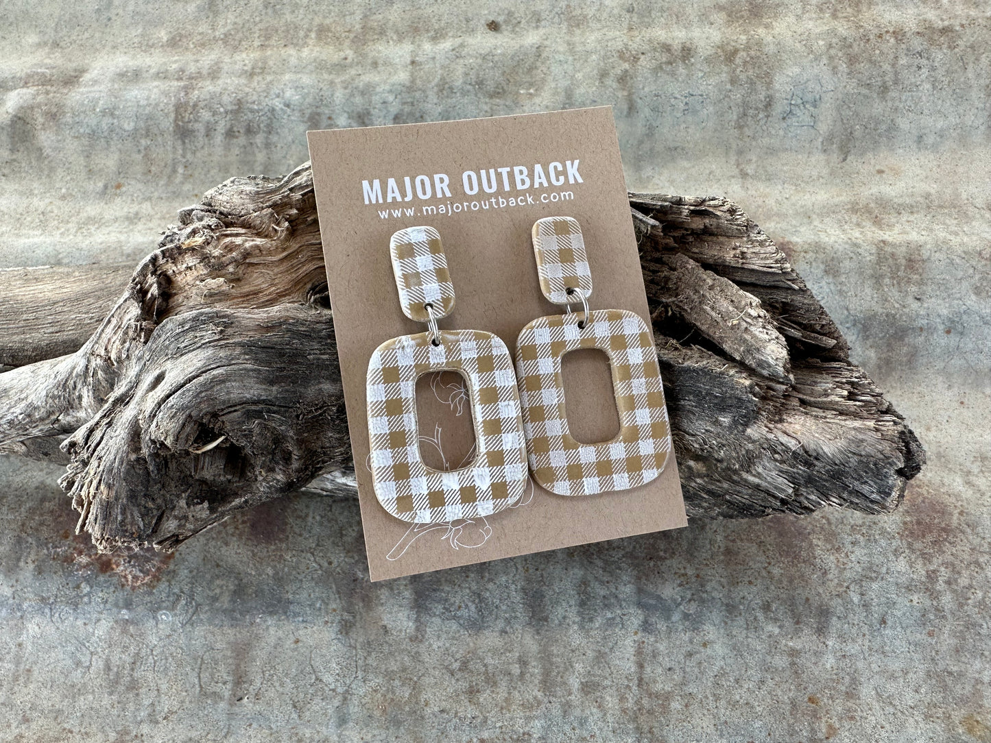 Clay gingham earrings 