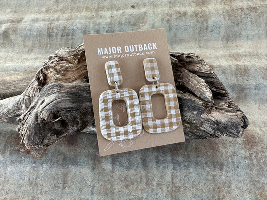 Clay gingham earrings 
