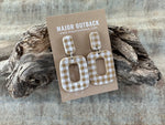 latte clay gingham earrings country earrings