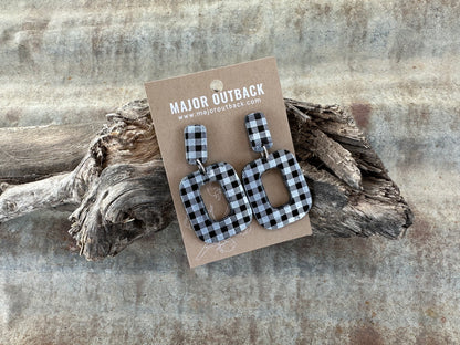 Black gingham earrings clay country 