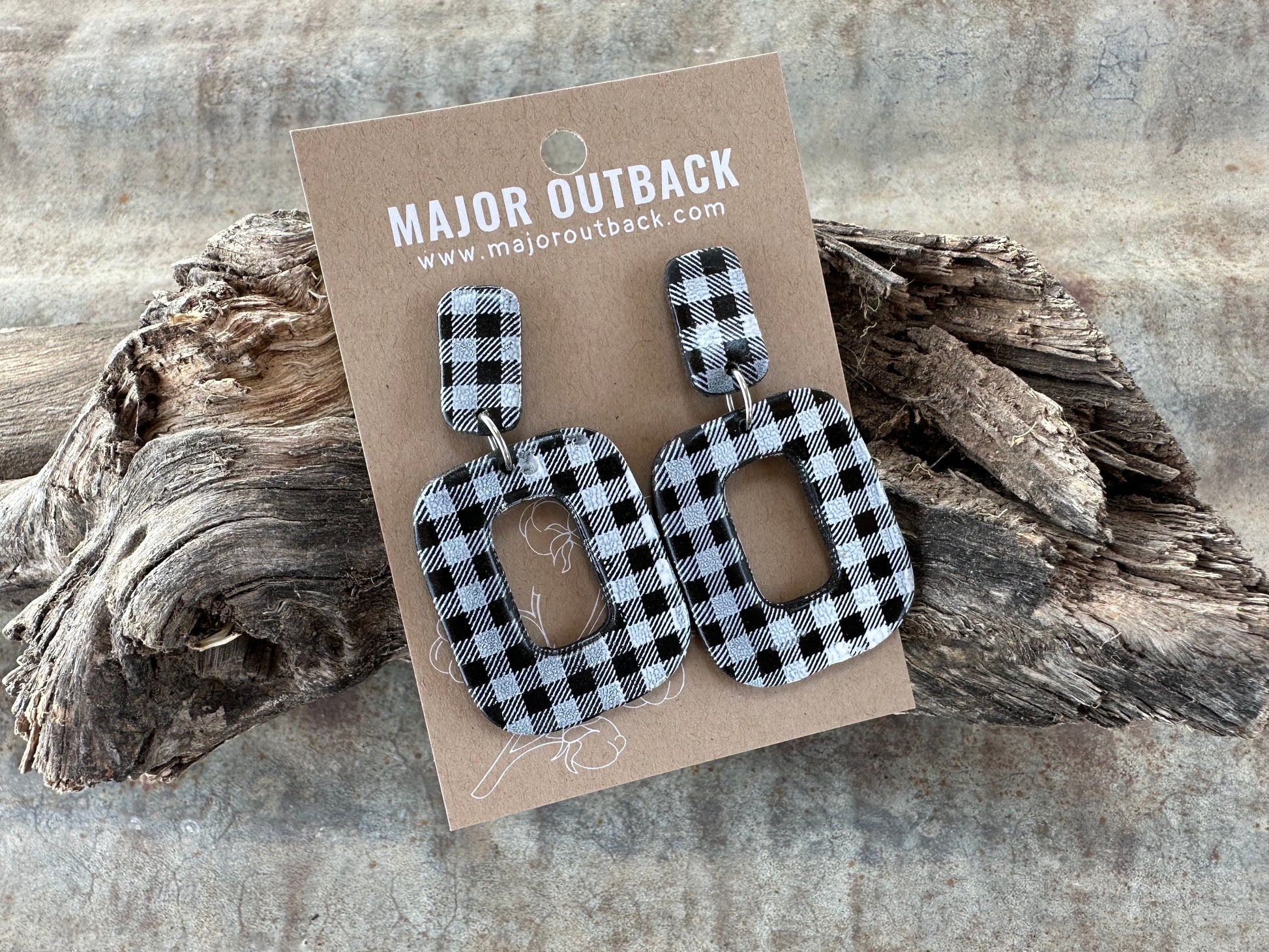 Clay Black gingham earrings