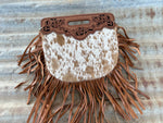 Cowhide Engraved Fringe Cross Body Bag 02