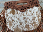 Cowhide Engraved Fringe Cross Body Bag 02