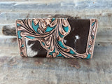 01 - Tooled Leather Aqua Wallet