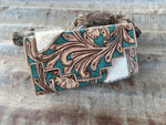 02 - Tooled Leather Aqua Wallet