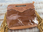 Brown leather cowhide handbag