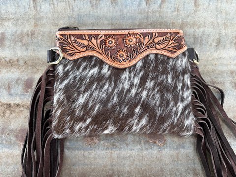 cowhide bag tooled leather purse