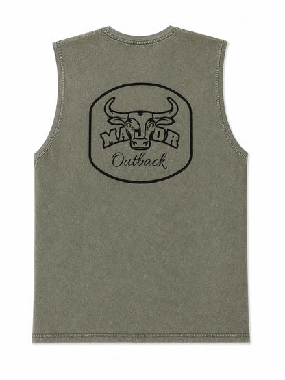 Mens Singlet Moss Stone Green