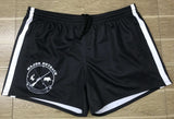 black and white footy shorts with pockets