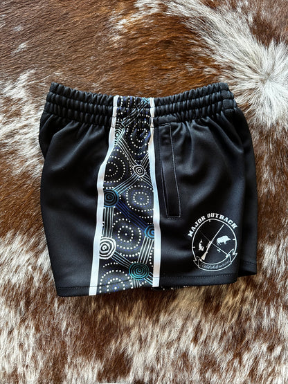 Kids Footy Shorts - Meet me at the waterhole