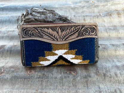 Saddle Blanket Tooled Leather Wallet- TW02
