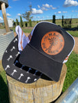 high profile trucker cap black and white