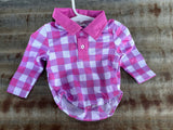 Baby Fishing Rompers Pink Gingham