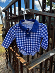 blue gingham fishing shirt romper