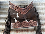 Tooled Leather Cowhide Fringe Bag - LT06