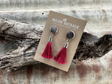 Cowhide Red Tassel Earrings