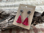 Cowhide Red Tassel Earrings