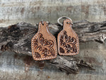 Leather Cattle Tag Key Ring - TOOLED