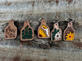 Leather Cattle Tag Key Ring - CACTUS