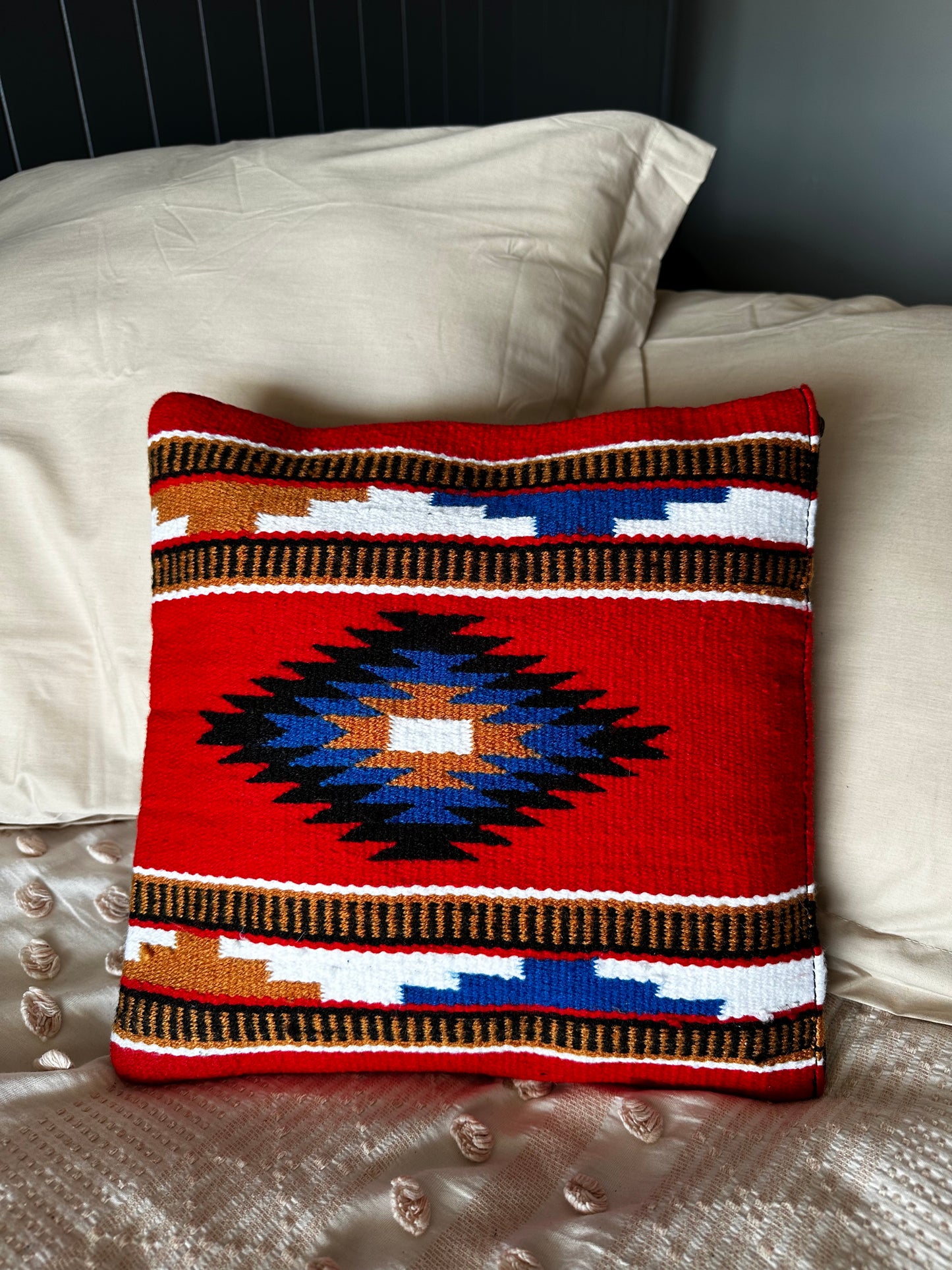 Saddle Blanket Cushion Covers - Red Aztec