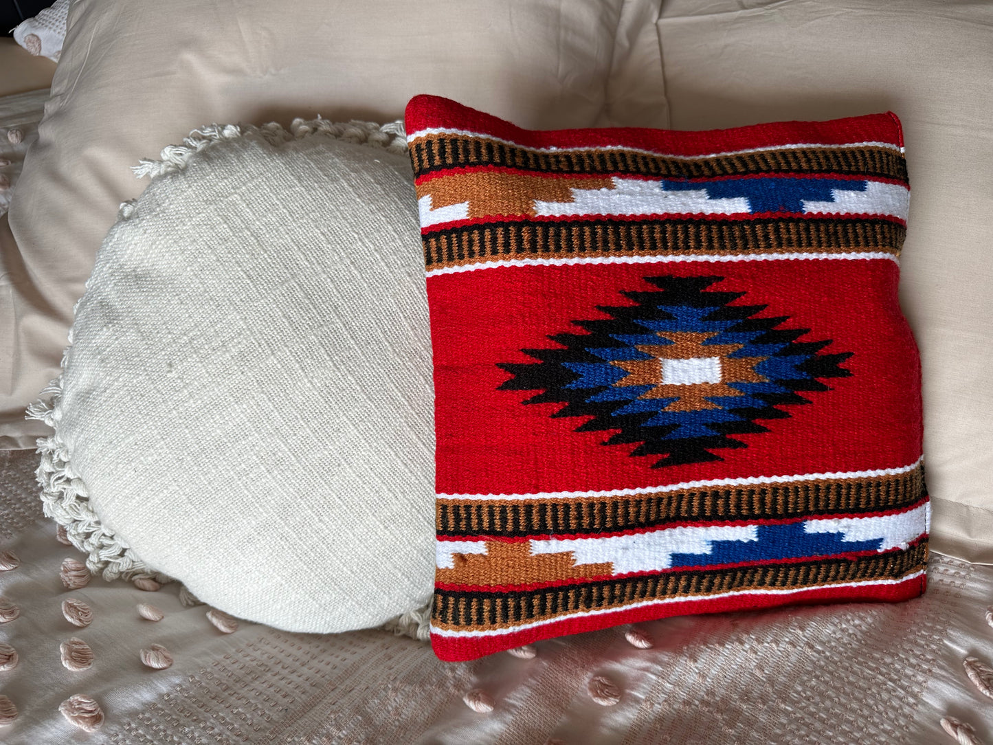 Saddle Blanket Cushion Covers - Red Aztec