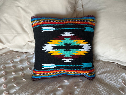 Saddle Blanket Cushion Covers - Black Aztec