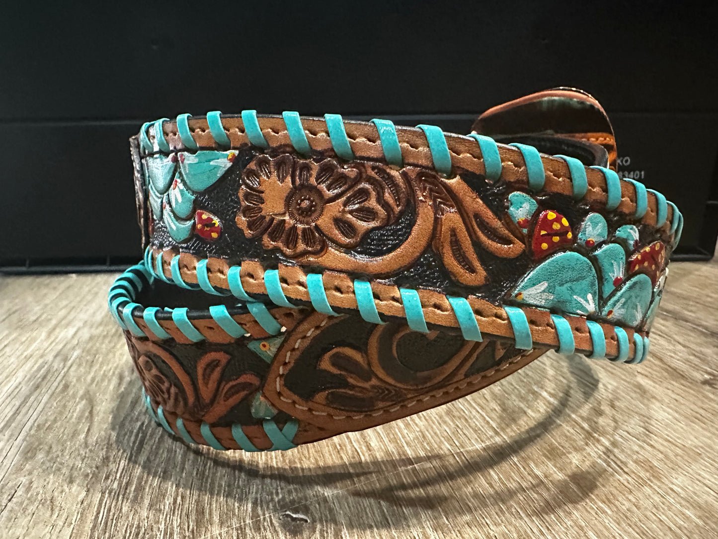 Cactus Tooled Leather Belt