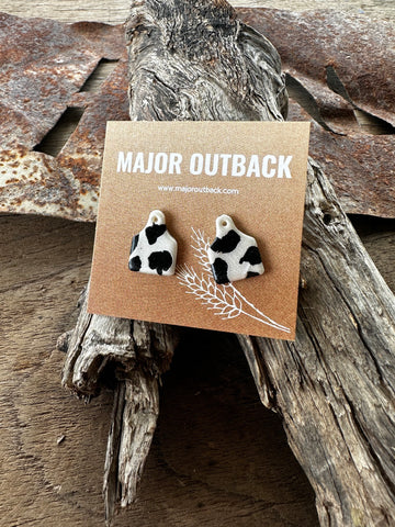 Cattle Tags Clay Studs - Black