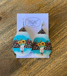 Longhorn Boho Skull Teardrop Dangles