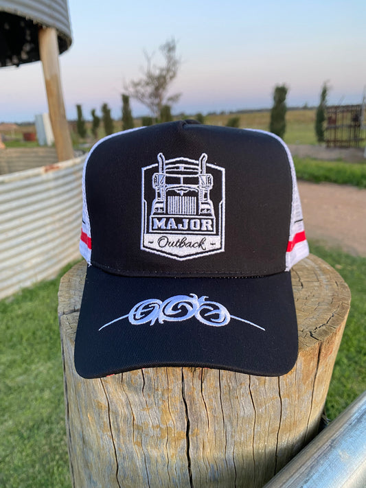 Trucker cap Trucker hat truck scrolls black red 