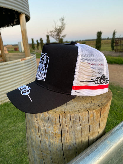 Australian trucker cap, ctc, major outback, black hat, red cap