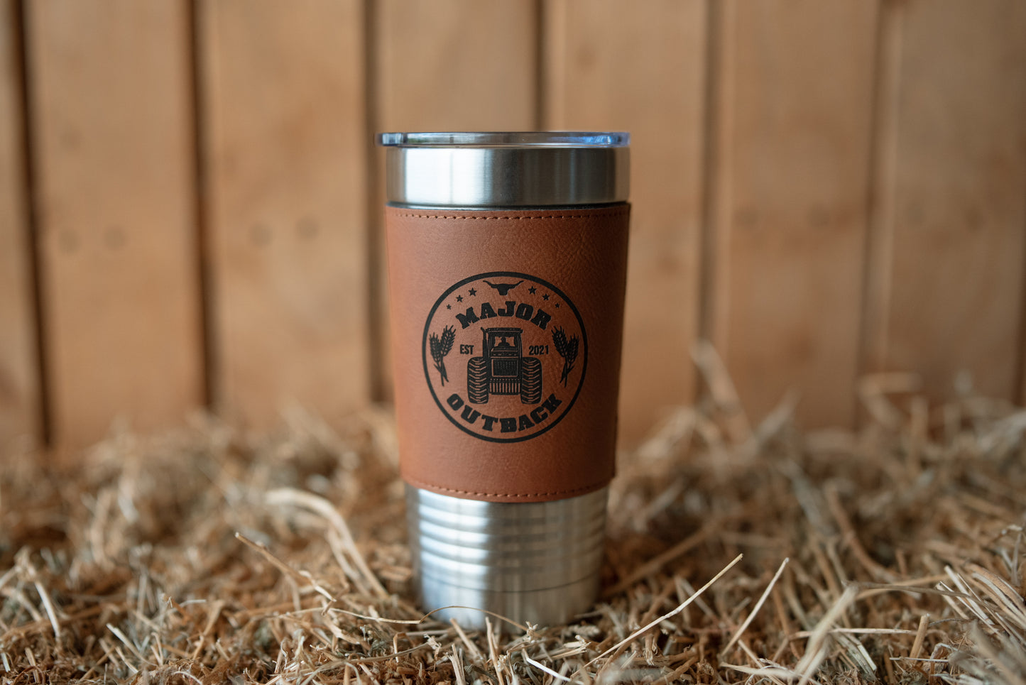 Travel Mug Brown Leather Trax - TB
